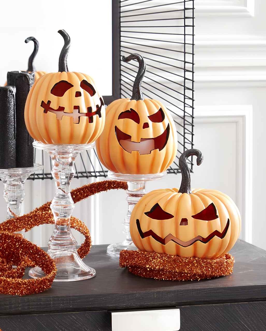 Spooky Halloween Kürbis mit Flacker LED Flamme Horror Shop