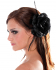 Schwarze Rose mit Haarclip & Haargummi 