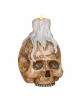 Skull With Candle & Light 20cm 