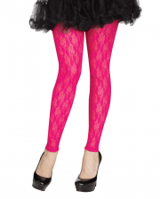 80s Mesh Leggings With Lace Neon Pink 
