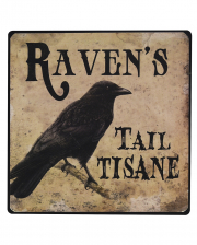 Antique Metal Sign "Black Raven" 20cm 