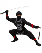 Ninja Herren Kostüm Red Dragon Samurai Kämpfer Karneval Fasching S M L 5 tlg 