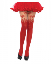 Blickdichte Schneeflocken Strumpfhose in Rot