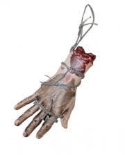 Blutige Hand mit Stacheldraht 
