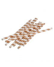 12 Paper Straws Brown White