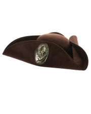 Brown Pirate Tricorn With Emblem 