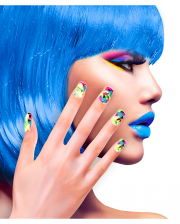 Colourful Neon 80s Fingernails 12 Pcs. 
