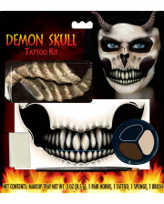 Demon Skull Tattoo Kit mit Hörnern 