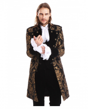 Gothic Aristokrat Herren Mantel Gold Schwarz 