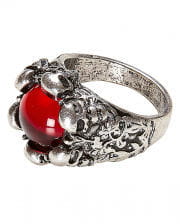 Gothic Ring With Stone And Skull 