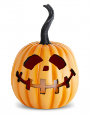 Grinning Halloween Pumpkin With Flickering LED Flame 