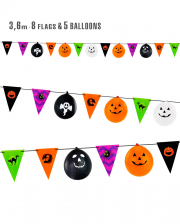 Halloween Girlande mit Wimpel & Ballons 