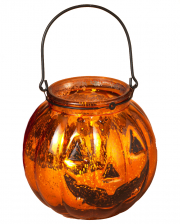 Halloween Pumpkin Lantern Glass 14cm 