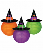 Halloween Lanterns With Witch Hat 3 Pc.