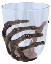 Halloween Whiskey Glas mit schwarzer Skeletthand 10cm 