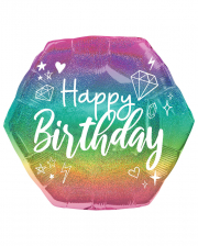 Happy Birthday Holographic Glitzer Folienballon
