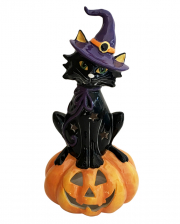 Witch Cat On Pumpkin Ceramic Tea Light Holder 29cm 