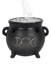 Witch Cauldron With Triple Moon Incense Cone Holder 