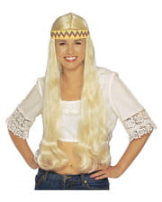 Hippie Perücke mit Haarband blond 