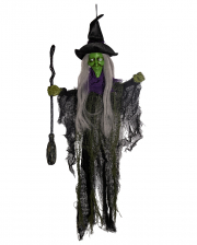 Klassische Halloween Hexe mit Besen Hängefigur 60cm 