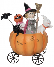 Pumpkin Cart With Trick Or Treaters 22cm 