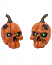 Pumpkin Skull With LED Eyes 14cm 