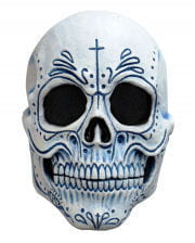 Kunststoffknopf - Sugar-Skull - mexikanischer Totenkopf mit gelber Bl