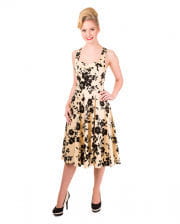 50`s halter dress with flowers beige / black 