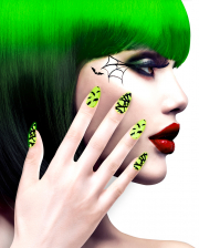 Neon Green Fingernails With Bats 12 Pcs. 