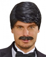 Playboy Mens Wig With Mustache Black 