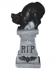 RIP Cement Tombstone With Cat 14cm 