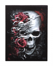 Rosen Skull Leinwand Bild 19x25 cm 