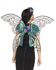 Shimmering Fairy Wings With Flowers Black Glitter 