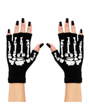 Fingerlose Handschuhe mit Skelett Motiv