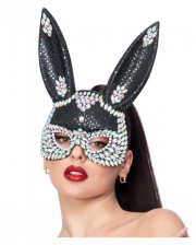 Black Bunny Mask With Glitter Stones 
