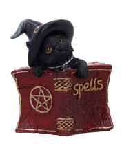 Black Witch Cat With Red Spell Book 8,2cm 