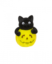 Katze im Halloween Kürbis Gelb 11 cm 