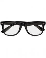 Schwarze Nerd Brille mit Gläsern 