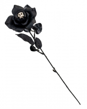 Schwarze Rose mit Totenkopf in der Blüte 42cm 