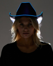 Black Cowboy Hat With Neon Lighting 