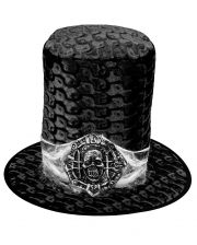Black Velvet Gothic Top Hat With Skull 