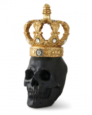 Black Skull With King Crown 30cm 