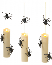 Schwebende LED Kerzen mit Spinnen 3er Set 