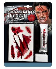 Scratched Tattoos With SFX Blood & Sponge