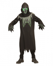 Grim Reaper Children Costume With Bright Green Eyes 