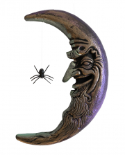 Silver Crescent Moon With Face & Spider 50cm 