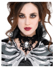 Skeleton Cameo Necklace With Lace