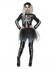Skelett Damen Kostüm Silber 