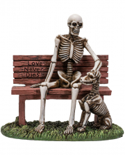 Skelett Figur auf Parkbank mit Hund 12cm 