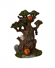 Spooky LED Ghost Tree With Pumpkin & Tombstone 22cm 